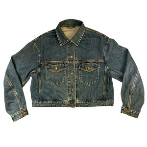 Uniqlo U denim jacket cropped boxy medium wash M